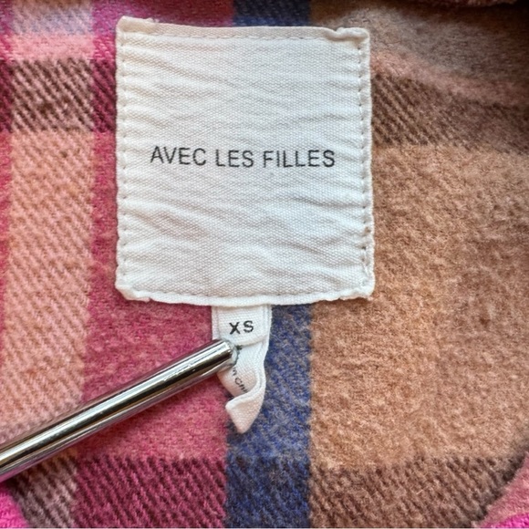 ANTHROPOLOGIE | AVEC LES FILLES Pink Tan Brown Blue Plaid Shacket Jacket – XS - Picture 7 of 10